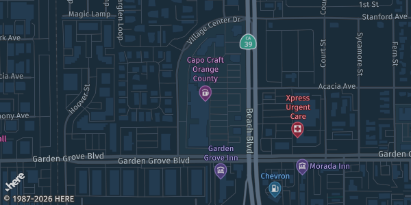 Map showing Rodeo 39 Public Market in Stanton, CA.