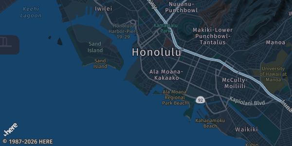 Map of Honolulu, HI. The exact address of Keep It Aloha Card Show is not known, so the map shows the area rather than a specific building.