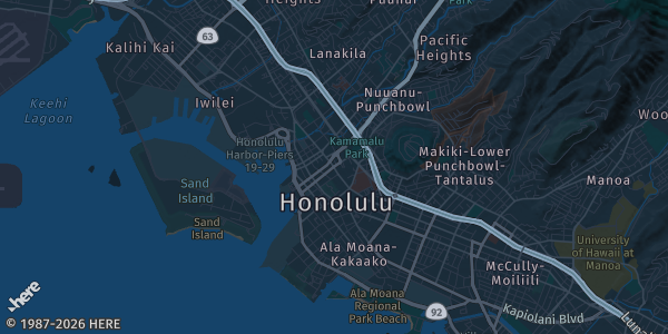 Map of Honolulu, HI. The exact address of SALT at Our Kakaako is not known, so the map shows the area rather than a specific building.