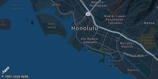 Map of Honolulu, HI. The exact address of Keep It Aloha Card Show is not known, so the map shows the area rather than a specific building.