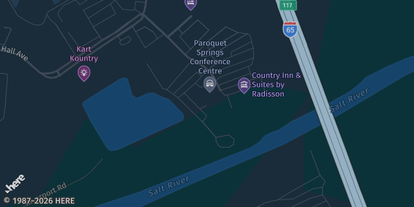 Map showing Paroquet Springs Conference Center in KY.