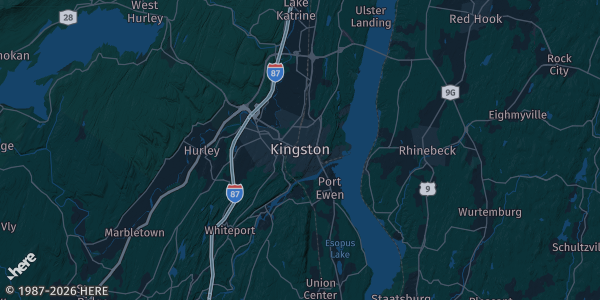 Map of Kingston, NY. The exact address of this venue is not known, so the map shows the area rather than a specific building.