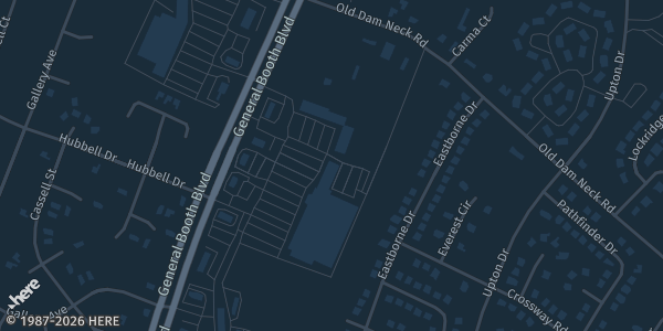 Map showing The Space Gallery & Eatery in Virginia Beach, VA.