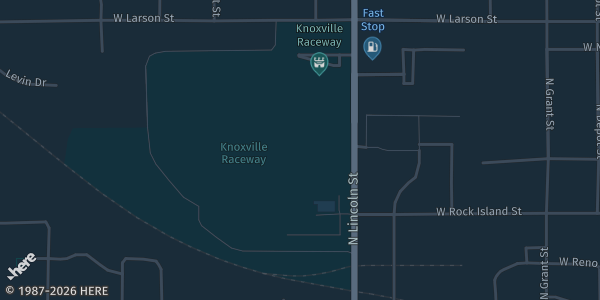 Map showing Marion County Fairgrounds in Knoxville, IA.
