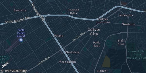 Map of Los Angeles, CA. The exact address of Magic Box at The Reef (1933 S Broadway) is not known, so the map shows the area rather than a specific building.