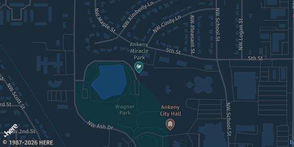 Map showing Lakeside Center in Ankeny, IA.