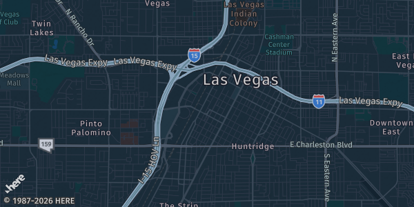 Map of Las Vegas, NV. The exact address of Ahern Luxury Boutique Hotel is not known, so the map shows the area rather than a specific building.