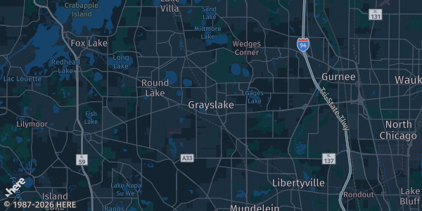 Map of Grayslake, IL. The exact address of Lake County Fairgrounds is not known, so the map shows the area rather than a specific building.