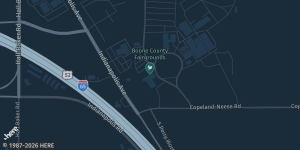 Map showing Boone County Fairgrounds in Lebanon, IN.