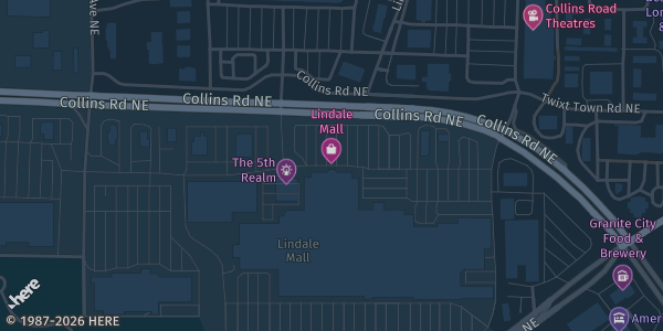 Map showing Lindale Mall in Cedar Rapids, IA.