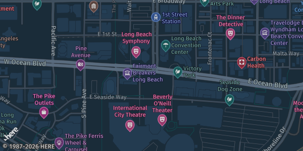 Map showing Long Beach Convention Center - Hall C in CA.