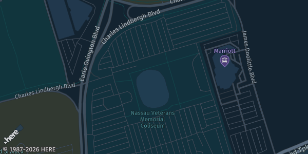 Map showing Nassau Veterans Memorial Coliseum in Uniondale, NY.