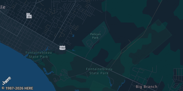 Map of Pelican Dr.Mandeville, LA. The exact address of Louisianna Card Con is not known, so the map shows the area rather than a specific building.
