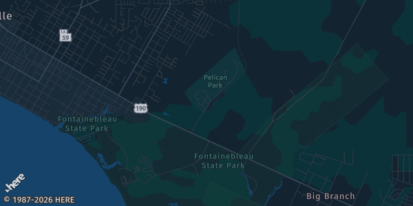 Map of Pelican Dr.Mandeville, LA. The exact address of Louisianna Card Con is not known, so the map shows the area rather than a specific building.