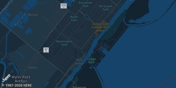 Map of Port Arthur, TX. The exact address of Port Arthur Civic Center is not known, so the map shows the area rather than a specific building.