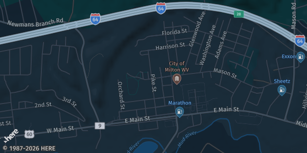 Map showing the venue in Milton, WV.