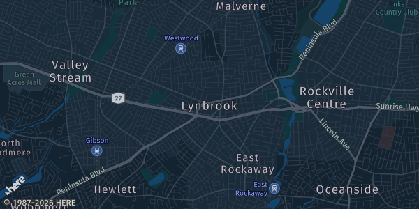 Map of Lynbrook, NY. The exact address of New York Elks Lodge - Lynbrook is not known, so the map shows the area rather than a specific building.