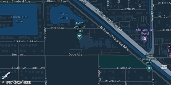 Map showing Miami Springs Senior High School in Miami Springs, FL.