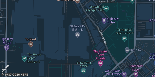 Map showing Georgia World Congress Center in Atlanta, GA.
