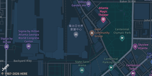Map showing Georgia World Congress Center in Atlanta, GA.