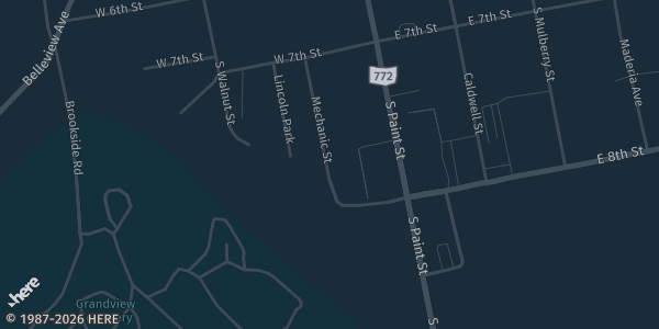 Map showing Tabernacle Baptist Church in Chillicothe, OH.