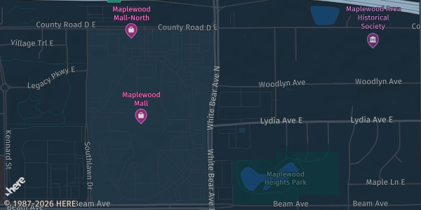 Map showing Maplewood Mall in Maplewood, MN.