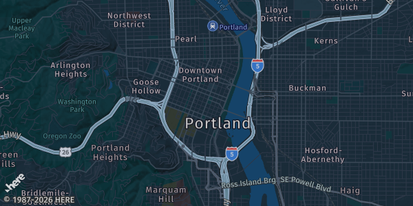 Map of Portland, OR. The exact address of Holiday Inn Portland - Columbia Riverfront by IHG is not known, so the map shows the area rather than a specific building.