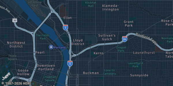 Map of Portland, OR. The exact address of Maximum Card Show - Portland is not known, so the map shows the area rather than a specific building.