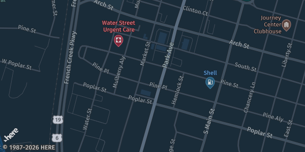 Map showing Active Aging Community Center in PA Meadville, PA.
