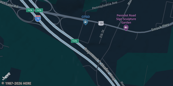 Map of Meadville, PA. The exact address of Active Aging Community Center is not known, so the map shows the area rather than a specific building.