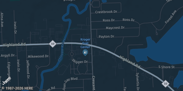 Map showing Oakland Expo Center in Waterford Township, MI.