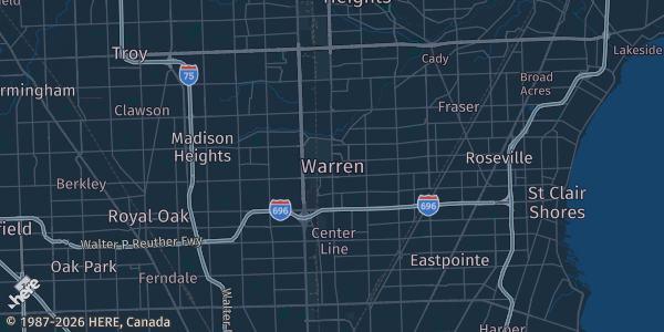 Map of Warren, MI. The exact address of this venue is not known, so the map shows the area rather than a specific building.
