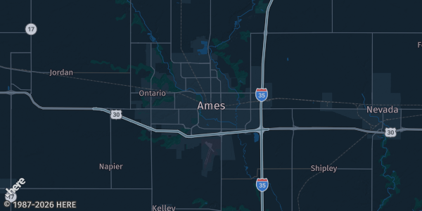 Map of Ames, IA. The exact address of this venue is not known, so the map shows the area rather than a specific building.