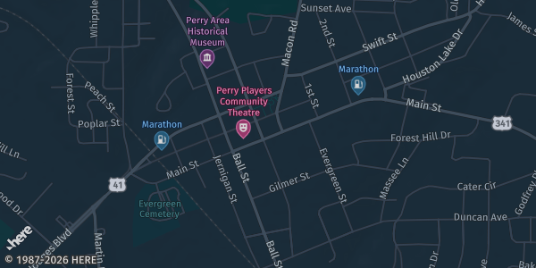 Map showing Georgia National Fairgrounds & Agricenter in Perry, GA.