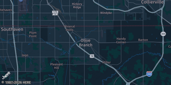Map of Olive Branch, MS. The exact address of this venue is not known, so the map shows the area rather than a specific building.