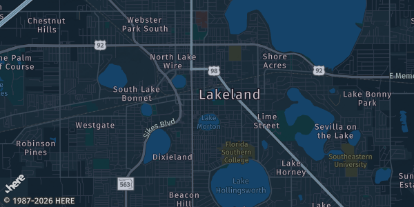 Map of Lakeland, FL. The exact address of United Women's Club of Lakeland is not known, so the map shows the area rather than a specific building.
