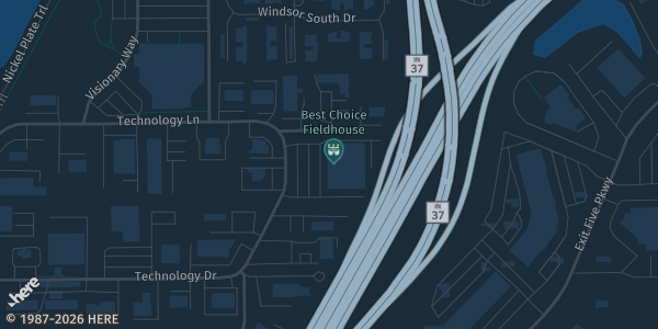 Map showing Best Choice Fieldhouse in Fishers, IN.