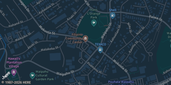 Map showing Filipino Community Center (FilCom Center) in Waipahu, HI.