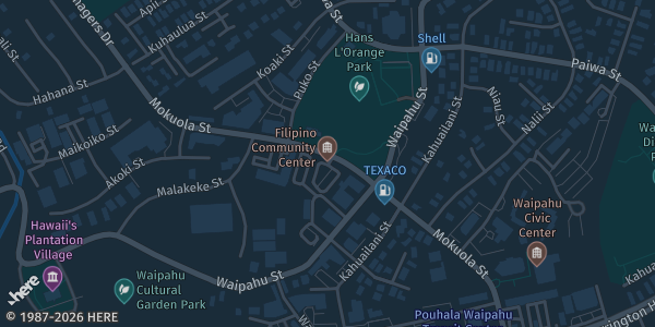 Map showing Filipino Community Center (FilCom Center) in Waipahu, HI.