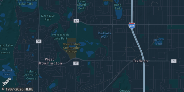 Map of Bloomington, MN. The exact address of DoubleTree by Hilton Bloomington - Minneapolis South is not known, so the map shows the area rather than a specific building.