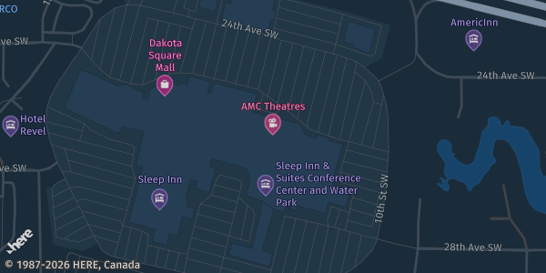 Map showing Sleep Inn & Suites Conference Center in Minot, ND.