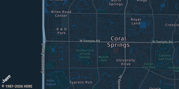 Map of Coral Springs, FL. The exact address of Fort Lauderdale Marriott Coral Springs Hotel & Convention Center is not known, so the map shows the area rather than a specific building.