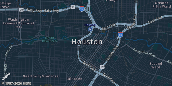 Map of Houston, TX. The exact address of Bad Astronaut is not known, so the map shows the area rather than a specific building.