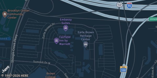 Map showing Earle Brown Heritage Center in MN.