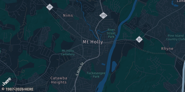 Map of Mount holly, NC. The exact address of New covenant church is not known, so the map shows the area rather than a specific building.