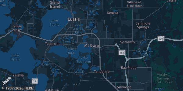 Map of Mt Dora, FL. The exact address of First Methodist Church Of Mount Dora is not known, so the map shows the area rather than a specific building.
