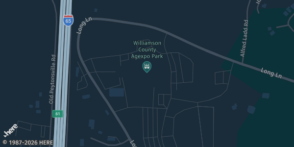 Map showing Williamson County Ag Expo Park in Franklin, TN.