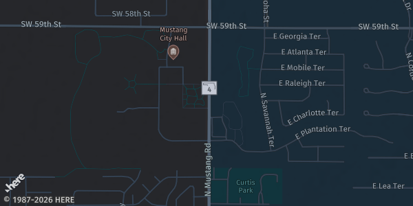 Map showing Mustang Town Center in Mustang, OK.