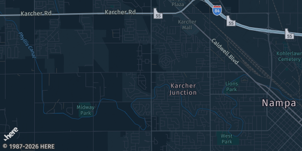 Map of Nampa, ID. The exact address of Nampa Card & Collectibles Show, October 10th, 2026 is not known, so the map shows the area rather than a specific building.