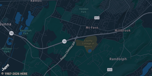 Map of Randolph, NJ. The exact address of National Card Sharks TCG EXPO is not known, so the map shows the area rather than a specific building.